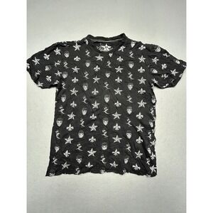 No Fear T Shirt Cotton Black All Over Print Gothic Skull Star Medium Mens